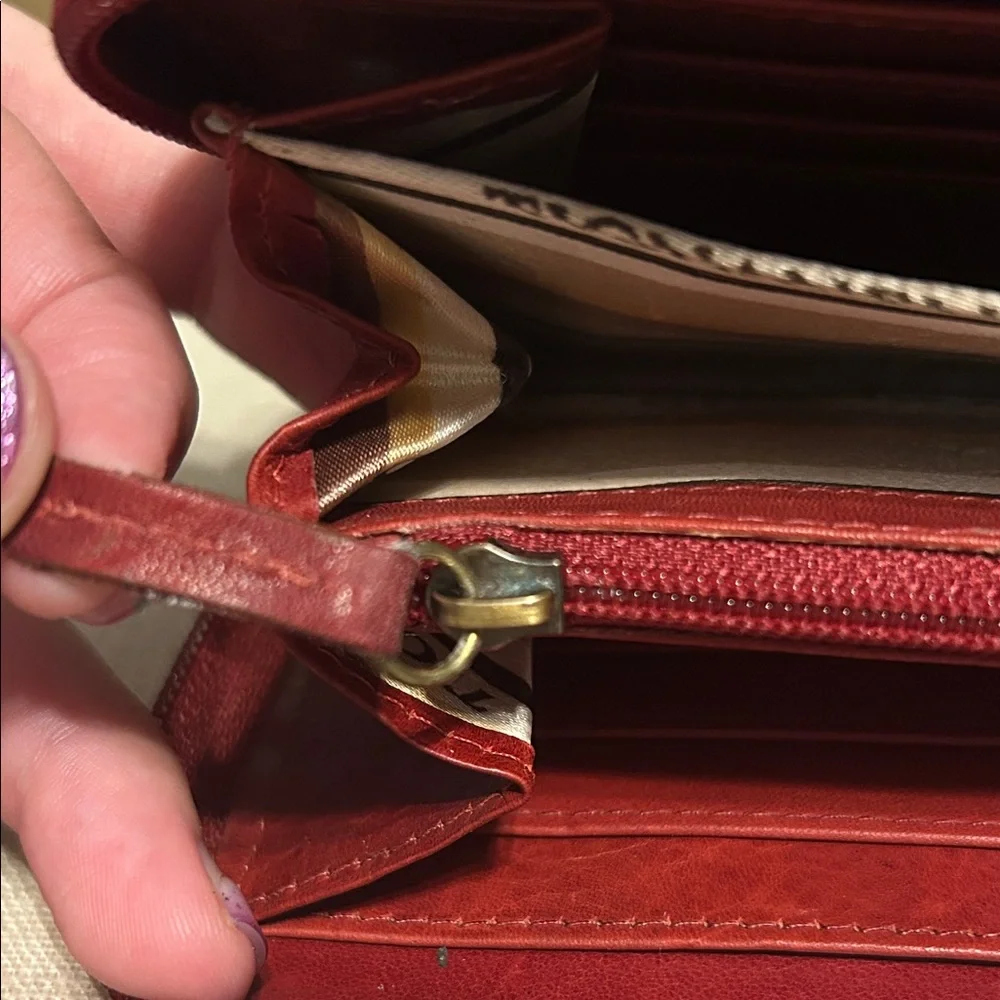 NWT Vintage Tignanello Red and Brown Leather Wallet